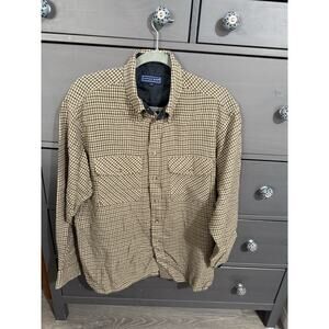 Vintage Savile Row Shacket Mens Button Up Large Brown EUC